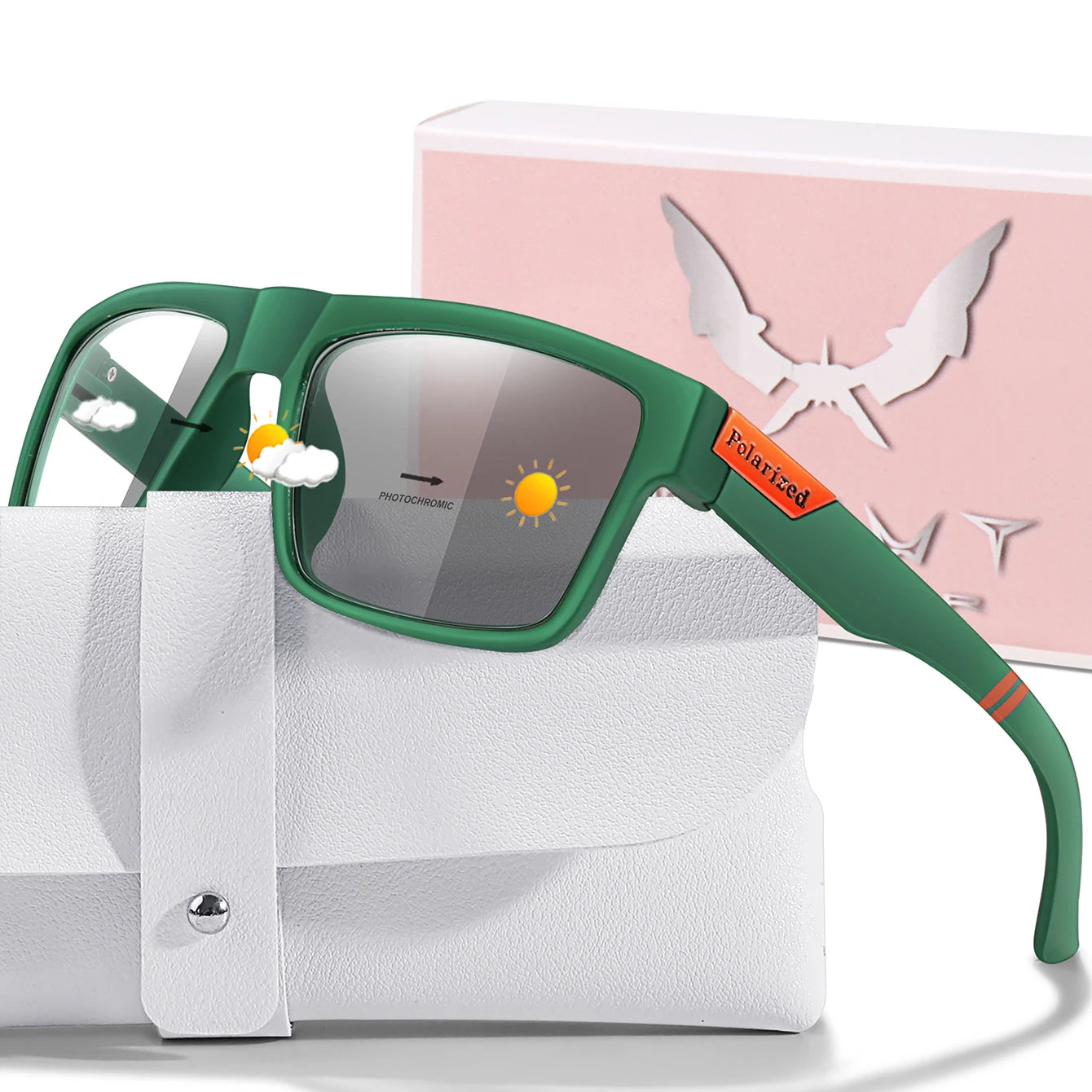 Lentes de sol deportivos polarizados con cambio de color para ciclismo y conducción, con visión mejorada en condiciones diurnas y nocturnas