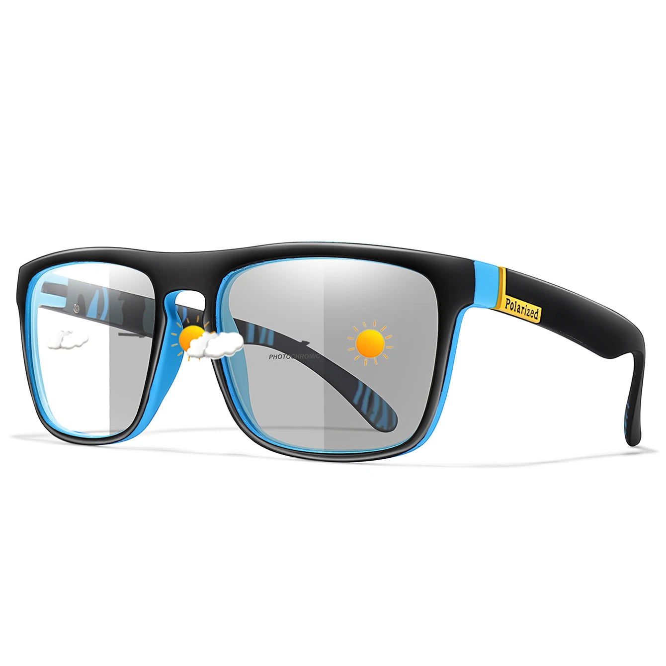 Lentes de sol deportivos polarizados con cambio de color para ciclismo y conducción, con visión mejorada en condiciones diurnas y nocturnas