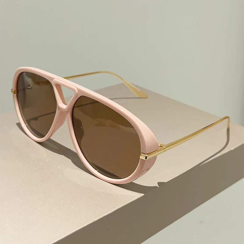 KAMMPT Oversized Pilot Sunglasses 2025 New in Vintage Double Bridge Sun Glasses Women Trendy Luxury Brand Design Outdoor Shades