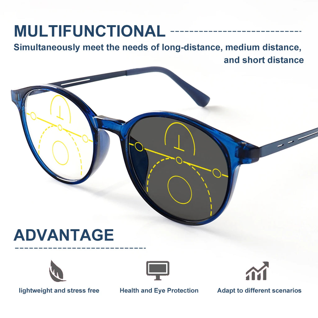 Lentes de Lectura Progresivos Multifocales Fotocromáticos Unisex – Montura Circular