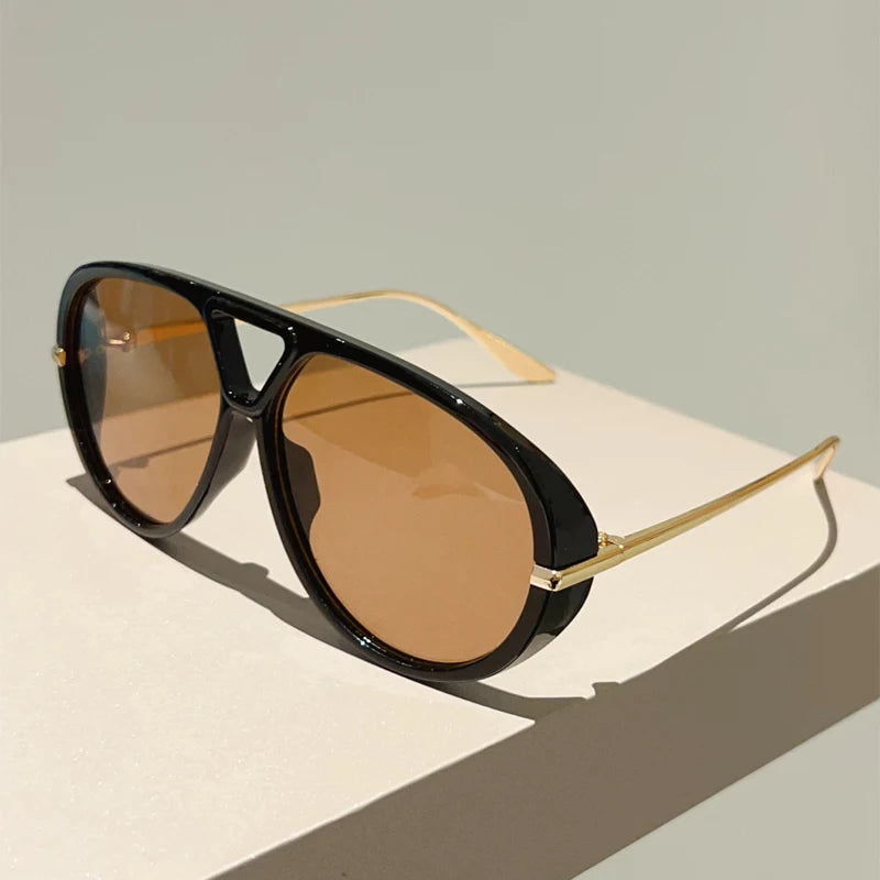 KAMMPT Oversized Pilot Sunglasses 2025 New in Vintage Double Bridge Sun Glasses Women Trendy Luxury Brand Design Outdoor Shades