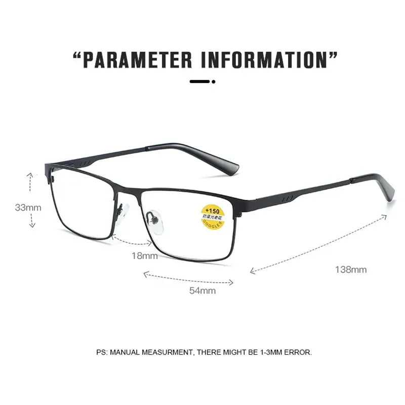 Gafas de lectura para hombre con filtro luz azul y bisagras flexibles – +0.75 a +2.25
