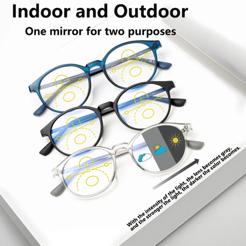 Lentes de Lectura Progresivos Multifocales Fotocromáticos Unisex – Montura Circular