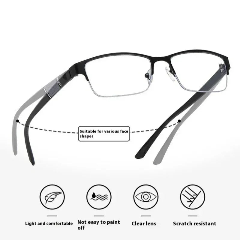 Gafas Multifocales Fotocromáticas con Filtro Luz Azul para Presbicia – Montura Semi al Aire Hombre +0.00 a +4.00