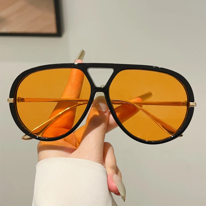 KAMMPT Oversized Pilot Sunglasses 2025 New in Vintage Double Bridge Sun Glasses Women Trendy Luxury Brand Design Outdoor Shades