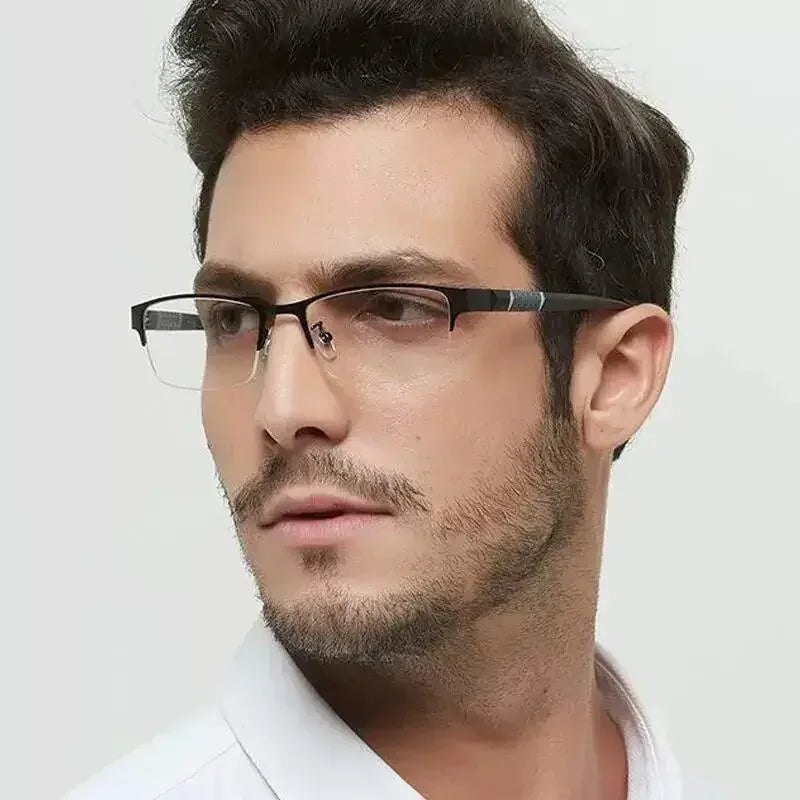 Gafas Multifocales Fotocromáticas con Filtro Luz Azul para Presbicia – Montura Semi al Aire Hombre +0.00 a +4.00