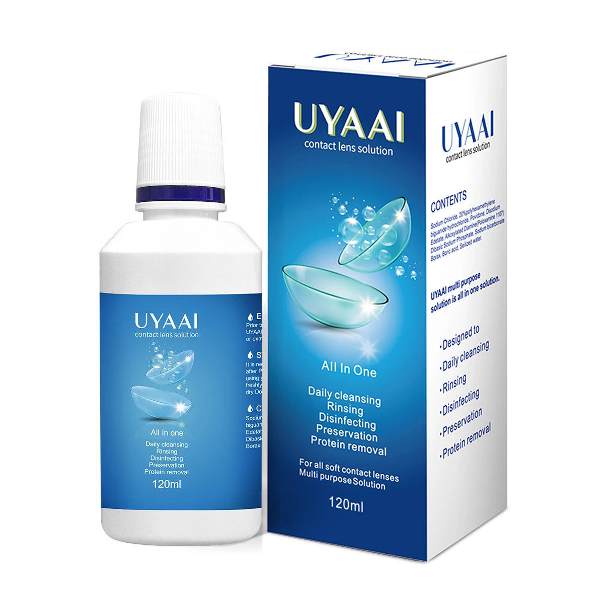Solución para Lentes de Contacto 120 ml – Limpieza, Higiene y Cuidado Ocular – Formato Portátil