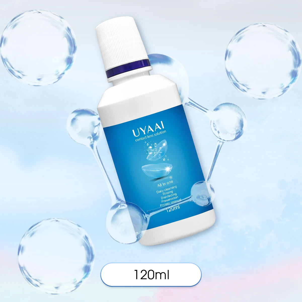 Solución para Lentes de Contacto UYAAI 60 ml / 120 ml – Limpieza, Hidratación y Protección Refrescante