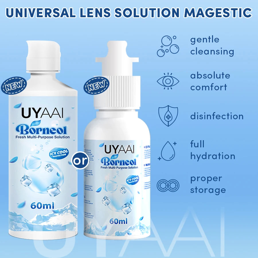 Solución para Lentes de Contacto UYAAI 60 ml / 120 ml – Limpieza, Hidratación y Protección Refrescante
