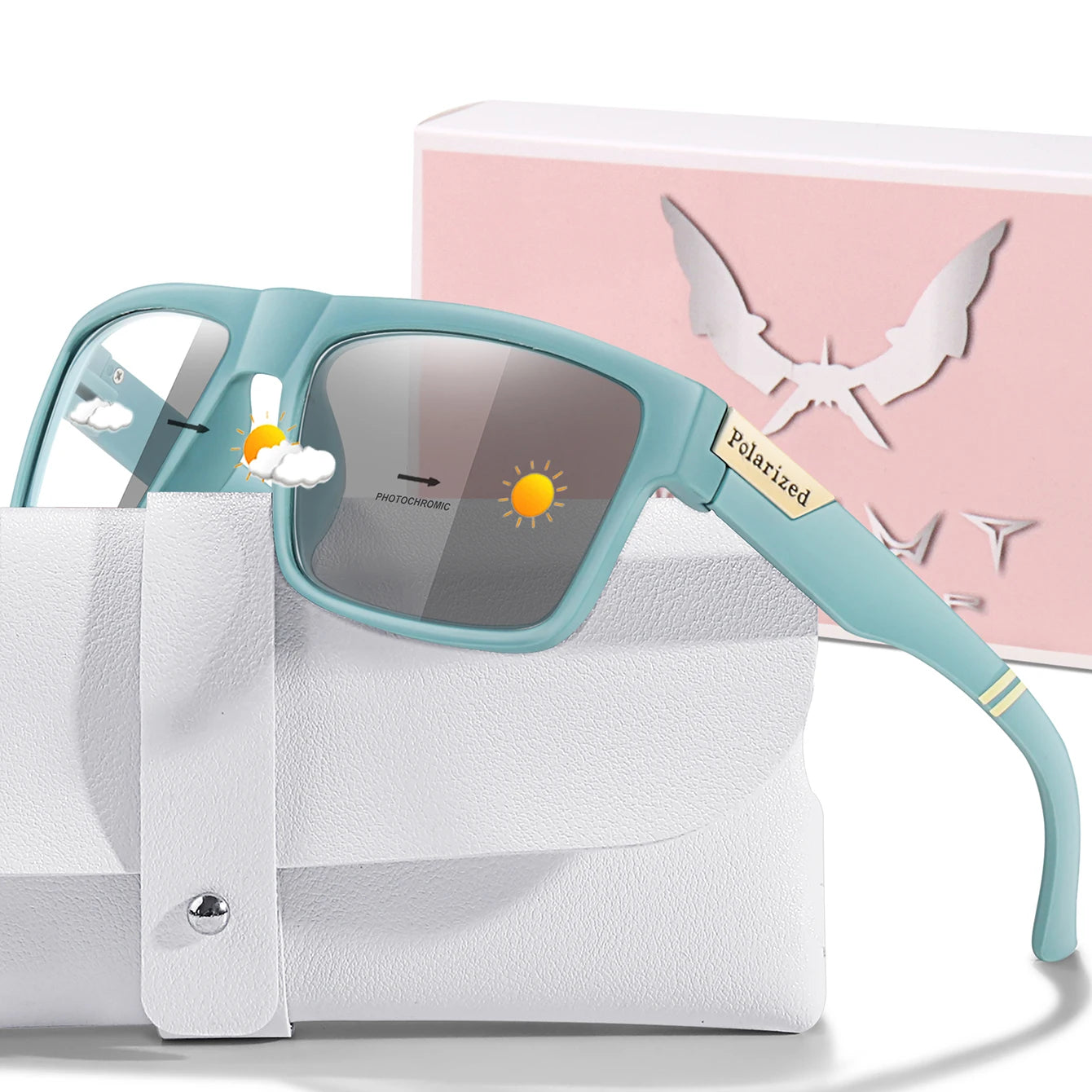 Lentes de sol deportivos polarizados con cambio de color para ciclismo y conducción, con visión mejorada en condiciones diurnas y nocturnas