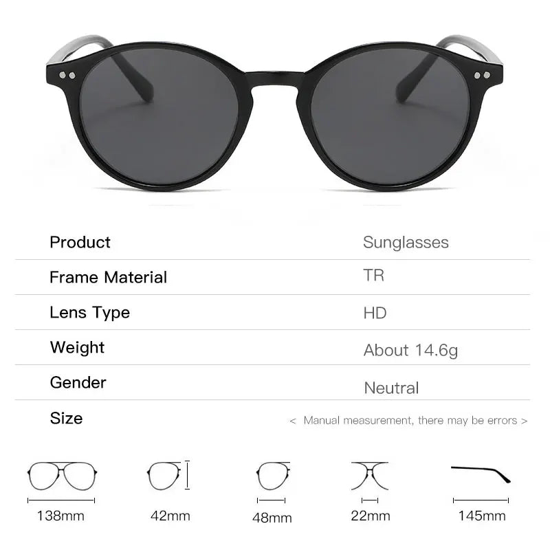 Lentes de sol redondos polarizados UV400 estilo retro