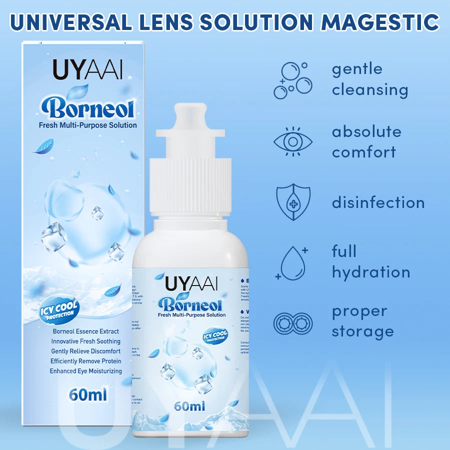 Solución para Lentes de Contacto UYAAI 60 ml / 120 ml – Limpieza, Hidratación y Protección Refrescante