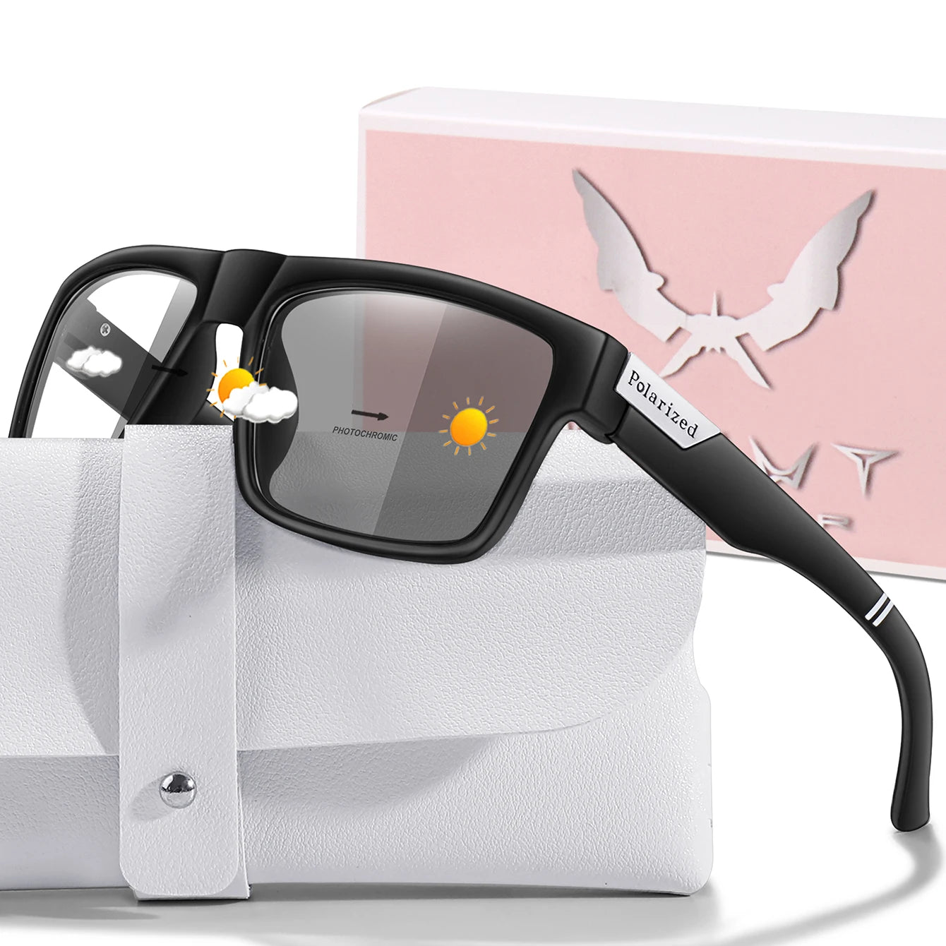 Lentes de sol deportivos polarizados con cambio de color para ciclismo y conducción, con visión mejorada en condiciones diurnas y nocturnas