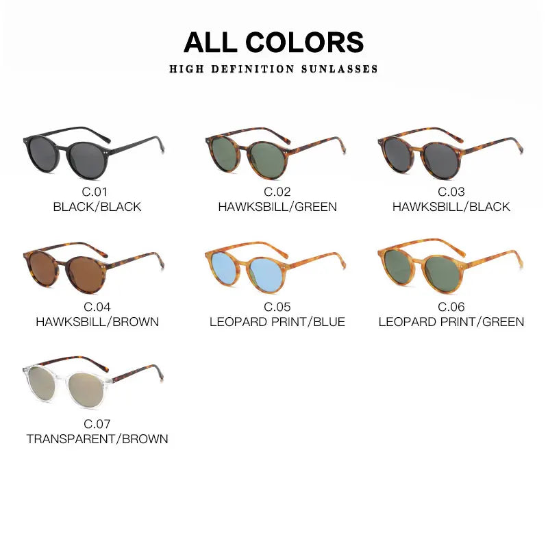 Lentes de sol redondos polarizados UV400 estilo retro