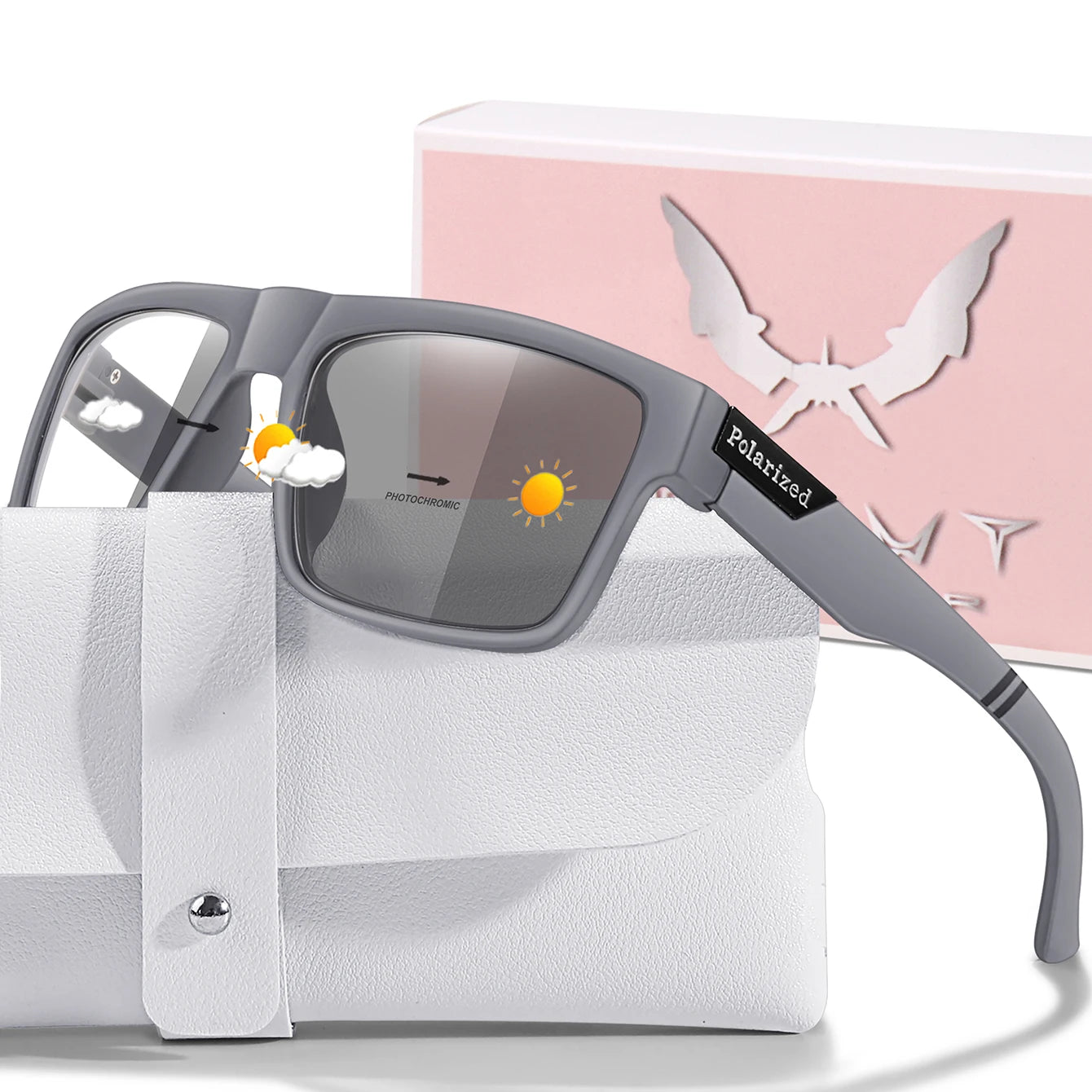 Lentes de sol deportivos polarizados con cambio de color para ciclismo y conducción, con visión mejorada en condiciones diurnas y nocturnas
