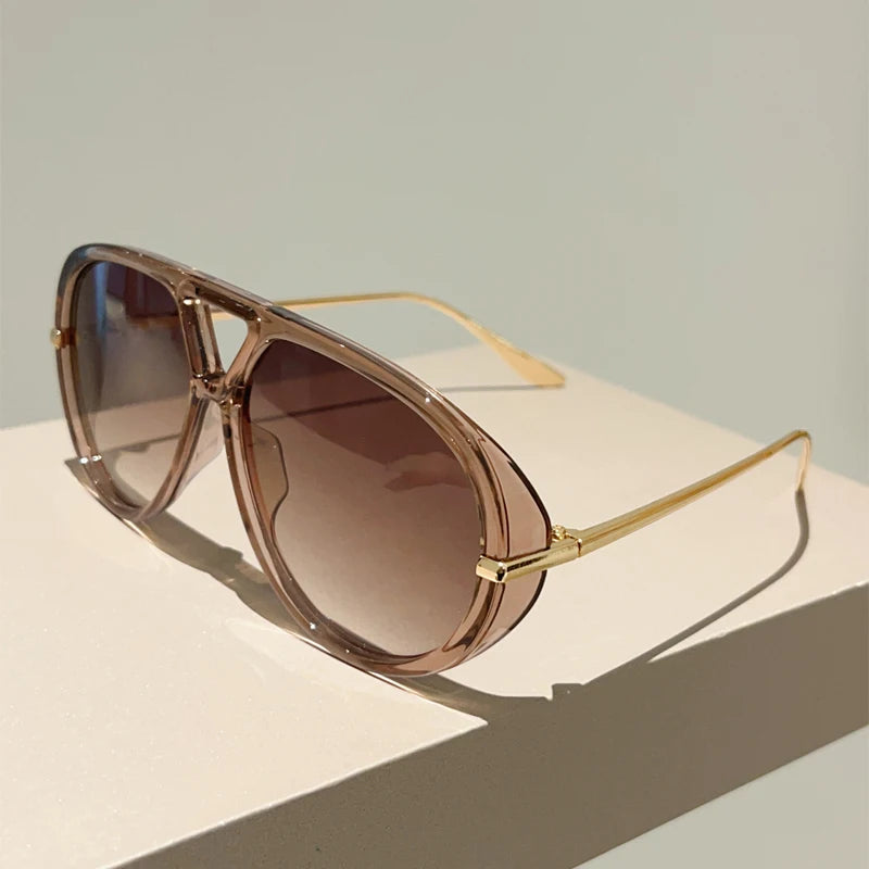 KAMMPT Oversized Pilot Sunglasses 2025 New in Vintage Double Bridge Sun Glasses Women Trendy Luxury Brand Design Outdoor Shades