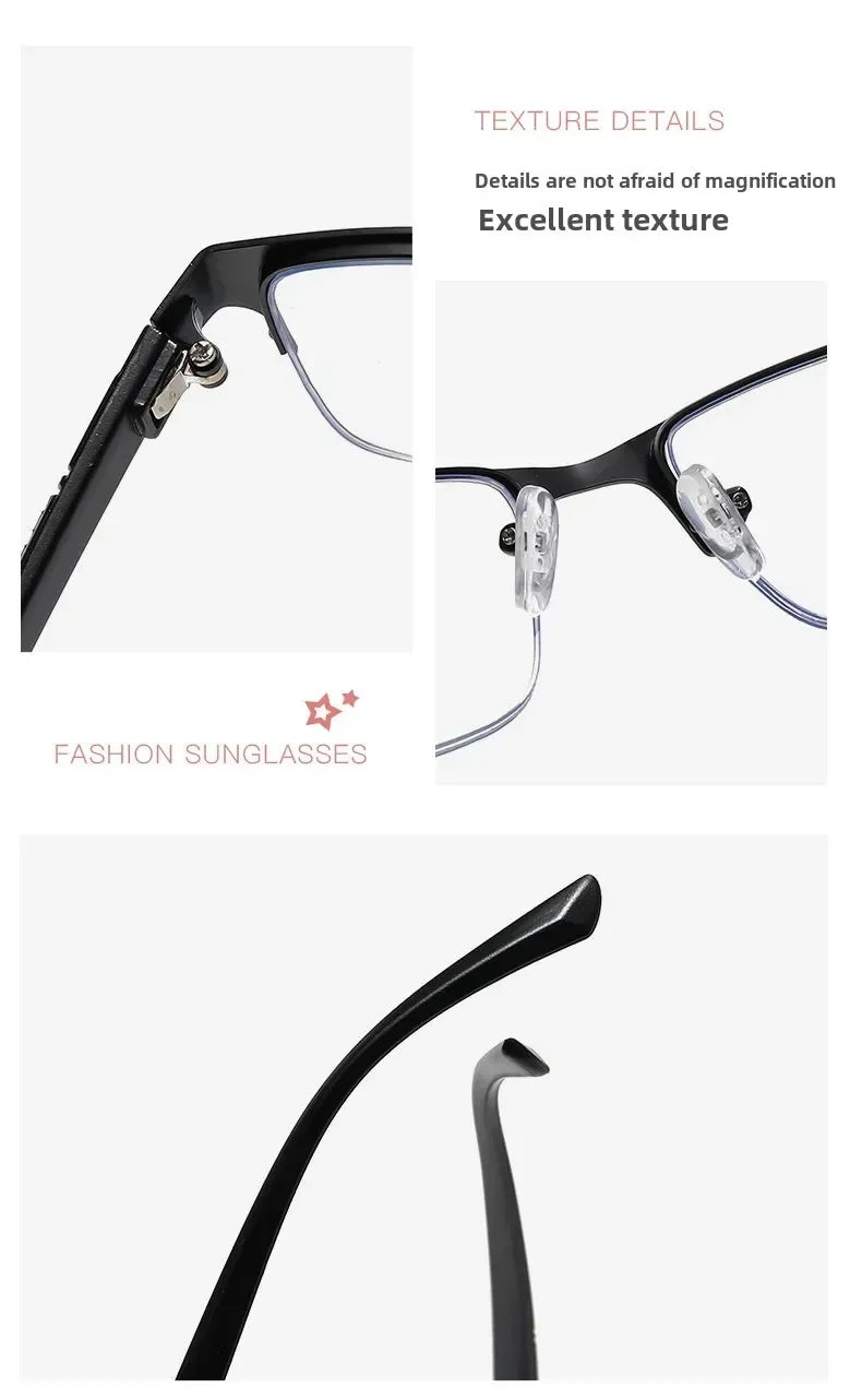 Gafas Multifocales Fotocromáticas con Filtro Luz Azul para Presbicia – Montura Semi al Aire Hombre +0.00 a +4.00