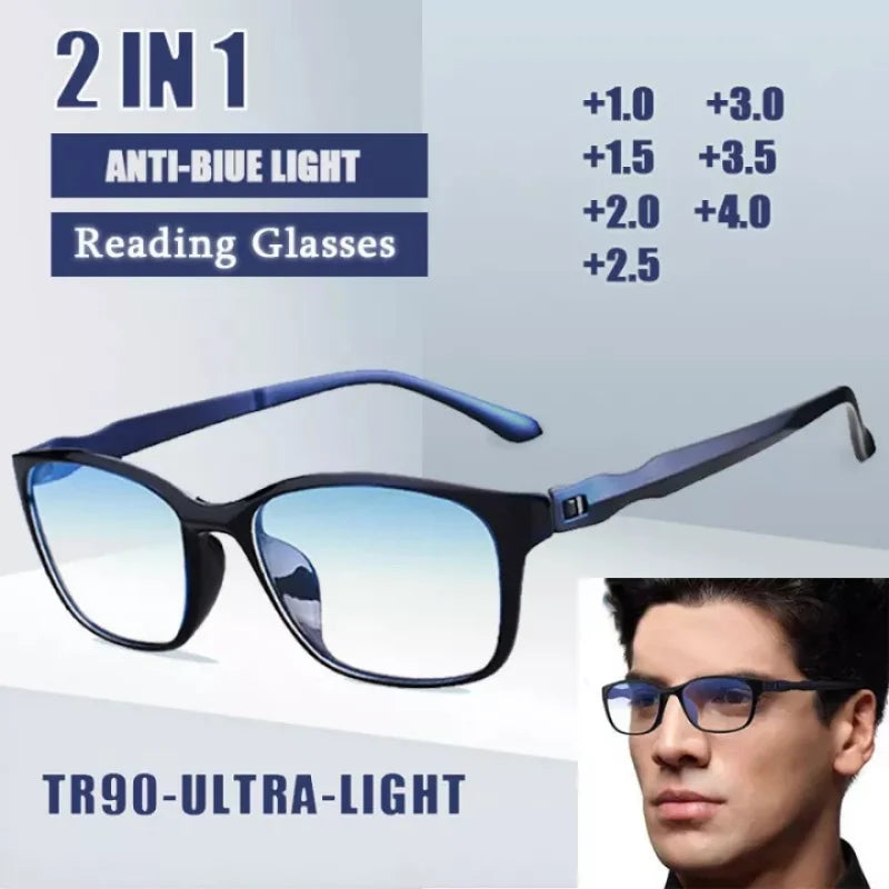 Lentes de Lectura Rectangulares Unisex con Filtro de Luz Azul – +0.0 / +1.0 / +1.5 / +2.0 / +2.5 / +3.0 / +3.5 / +4.0