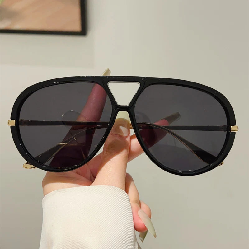 KAMMPT Oversized Pilot Sunglasses 2025 New in Vintage Double Bridge Sun Glasses Women Trendy Luxury Brand Design Outdoor Shades
