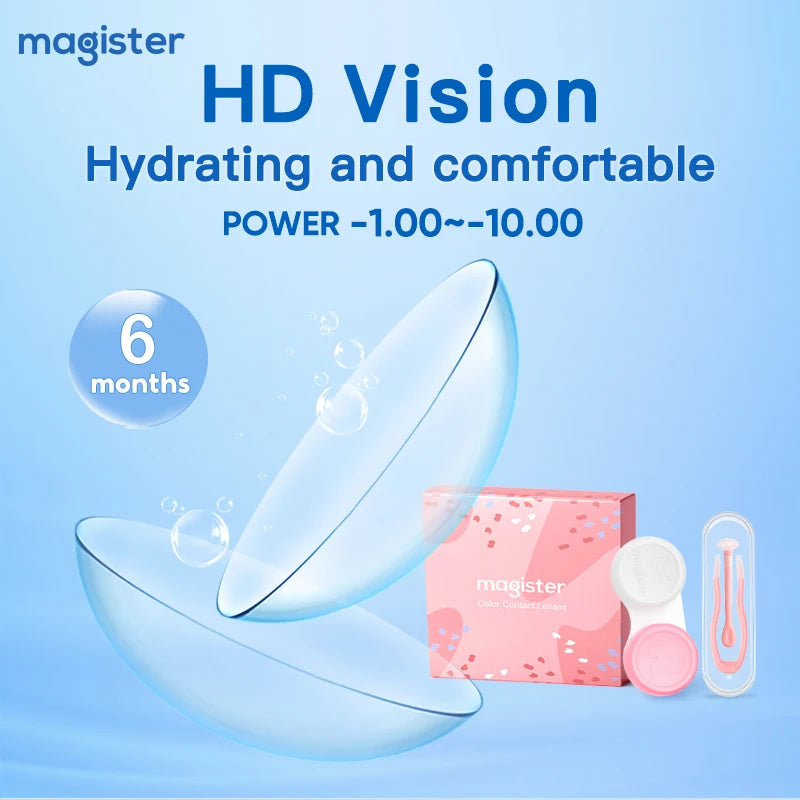 Lentes de Contacto Graduados Magister (-1.00 a -10.00) Blandos HD – Incluye Pinza – Uso Semestral (6 meses))
