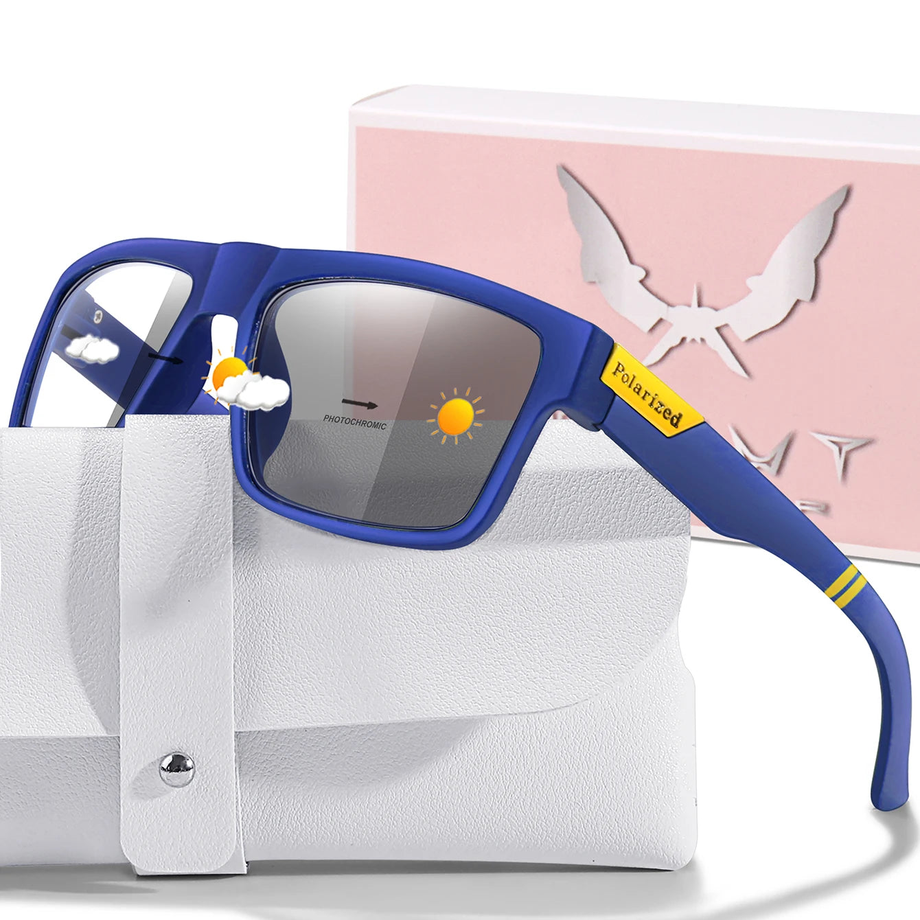 Lentes de sol deportivos polarizados con cambio de color para ciclismo y conducción, con visión mejorada en condiciones diurnas y nocturnas