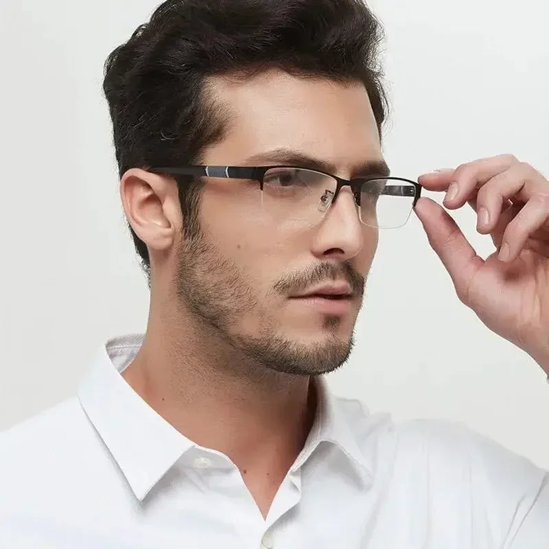 Gafas Multifocales Fotocromáticas con Filtro Luz Azul para Presbicia – Montura Semi al Aire Hombre +0.00 a +4.00