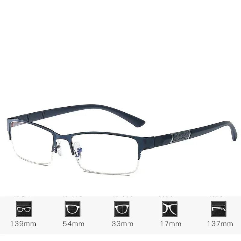 Gafas Multifocales Fotocromáticas con Filtro Luz Azul para Presbicia – Montura Semi al Aire Hombre +0.00 a +4.00
