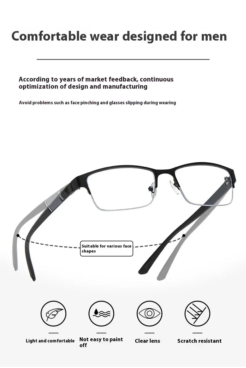 Gafas Multifocales Fotocromáticas con Filtro Luz Azul para Presbicia – Montura Semi al Aire Hombre +0.00 a +4.00