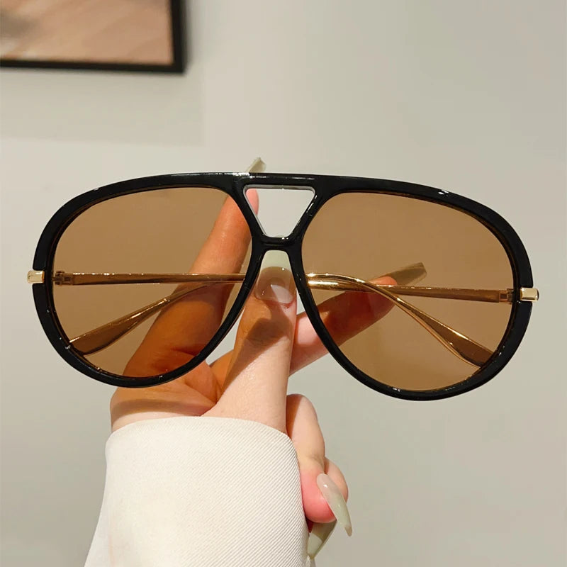 KAMMPT Oversized Pilot Sunglasses 2025 New in Vintage Double Bridge Sun Glasses Women Trendy Luxury Brand Design Outdoor Shades