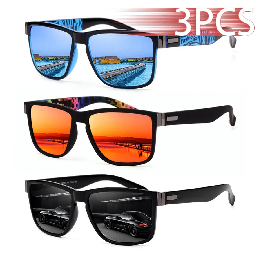 Pack 3 Lentes de Sol UV400 Cuadrados Clásicos Unisex – Livianos y Modernos para Uso Exterior